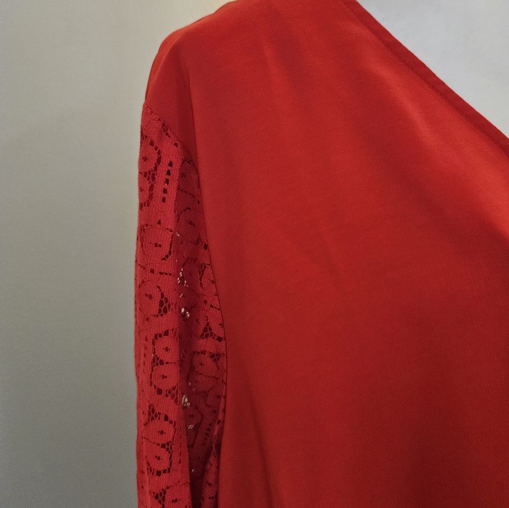 The Limited Red Lace Sleeve Blouse Women's Size 2x New With Tags - Picture 8 of 14